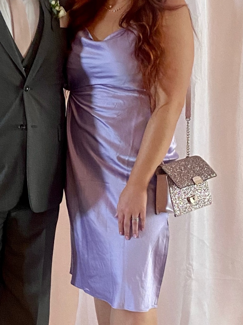 Express Lavender Satin Cowl Slip Dress - Picture 5 of 5